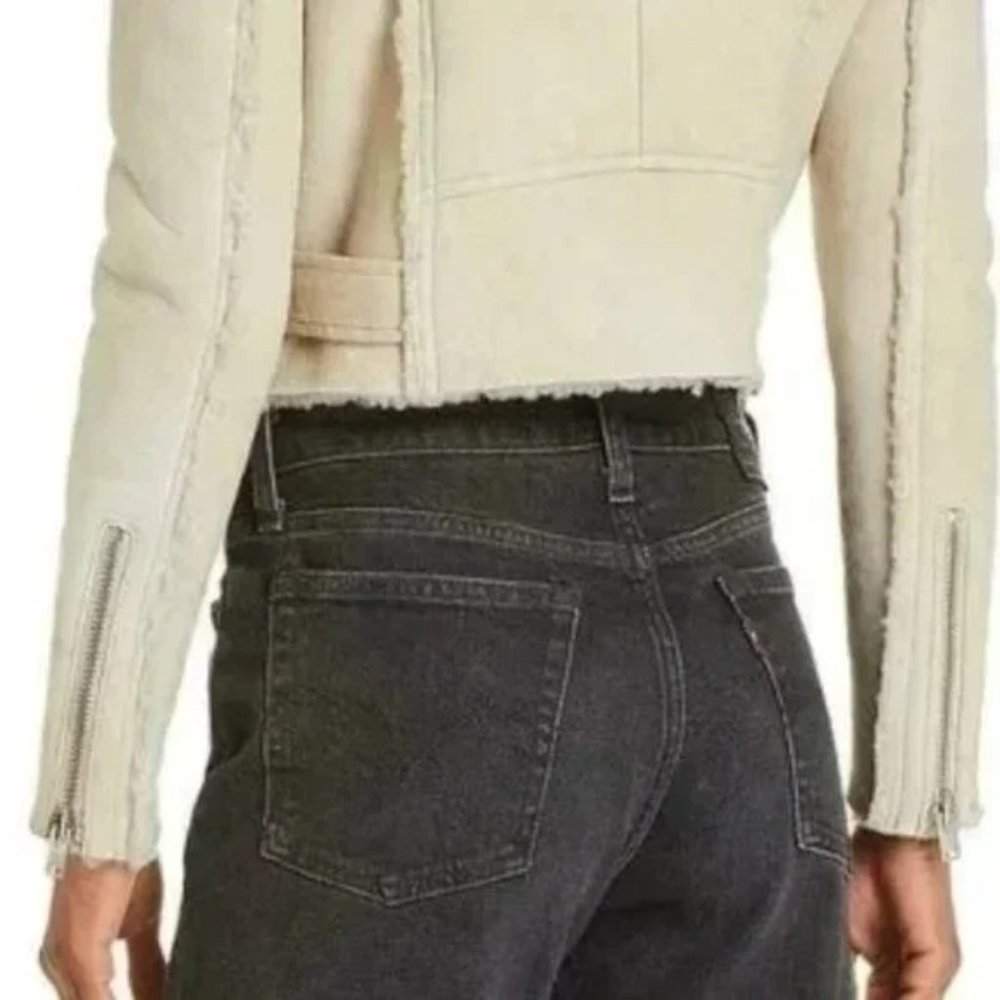 IRO Biege Synal Winter Shearling Sheepskin Moto Jacket Coat. 36 / S size - Picture 4 of 15